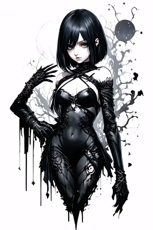 nier automata 2b goth tattoo design idea