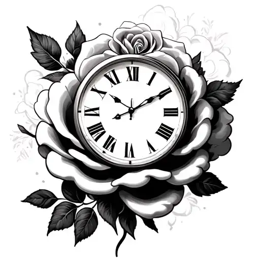 rose cloud clock dove tattoo design idea