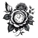 rose cloud clock dove tattoo design idea