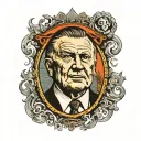 Vladimir zhirinovsky face in a dollar sign tattoo design idea