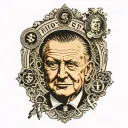 Vladimir zhirinovsky face in a dollar sign tattoo design idea