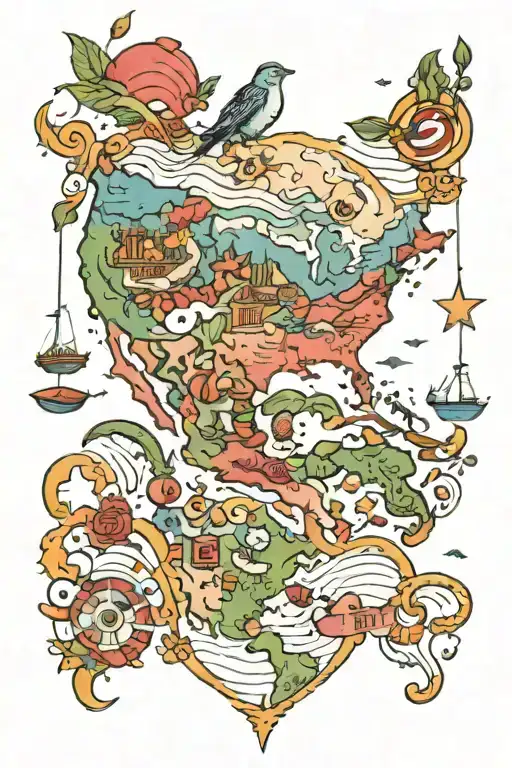 colorful geography inspired design tattoo design idea