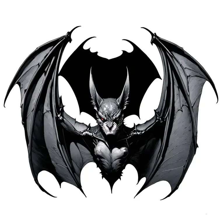 bat wings spread wide tattoo design idea