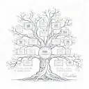 family tree with the names Kaylee, Kingston, Brittany, Amber, Elli, Kayla, Jayden, Samantha, Asher, Ari, Kali, Beckie tattoo design idea