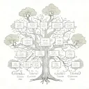 family tree with the names Kaylee, Kingston, Brittany, Amber, Elli, Kayla, Jayden, Samantha, Asher, Ari, Kali, Beckie tattoo design idea