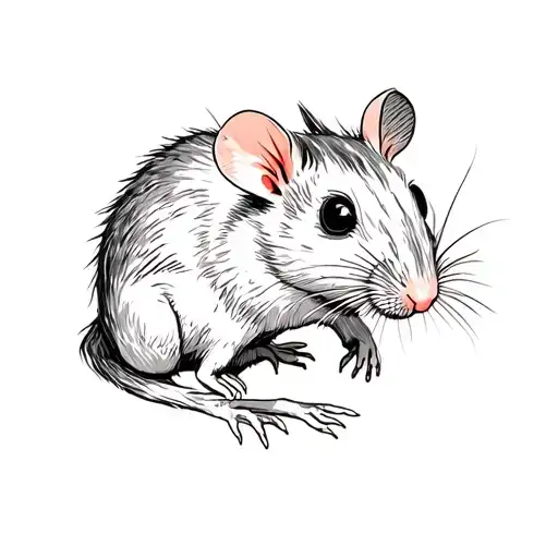 rat botanical illustration tattoo design idea