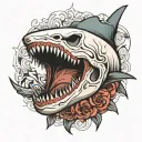 shark skull tattoo design idea