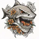 shark skull tattoo design idea