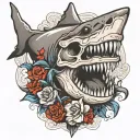 shark skull tattoo design idea