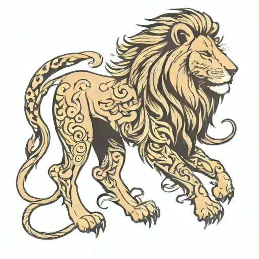 lion with fly wings tattoo design idea