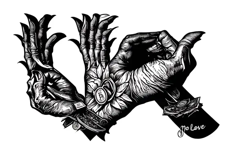 Money Power Respect No love tattoo design idea