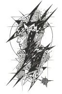 lightning piercing a person through and through tattoo design idea