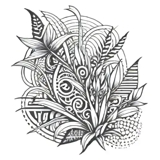 An abstract tattoo design inspired by the patterns found in cornfields, with geometric shapes and lines creating a mesmerizing composition tattoo design idea