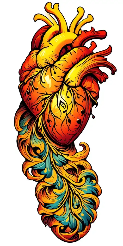 music, 3d, heart with notes, tribal, sleeve tattoo design idea