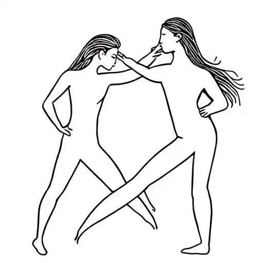 two people dancing together lines tattoo design idea