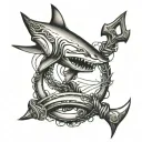 shark and anchor intertwined tattoo design idea