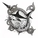 shark and anchor intertwined tattoo design idea