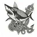 shark and anchor intertwined tattoo design idea