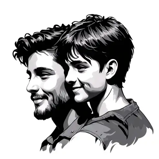 Dad and son tattoo design idea