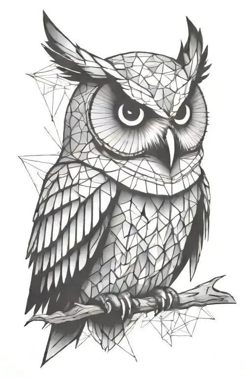geometric owl tattoo design idea