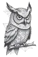 geometric owl tattoo design idea