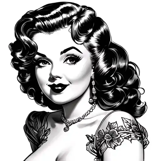 Chubby Pin Up Girl tattoo design idea