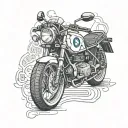 An intricate neotraditional tattoo of a BMW motorcycle with the area code '209' subtly integrated into the design tattoo design idea