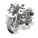 An intricate neotraditional tattoo of a BMW motorcycle with the area code '209' subtly integrated into the design tattoo design idea