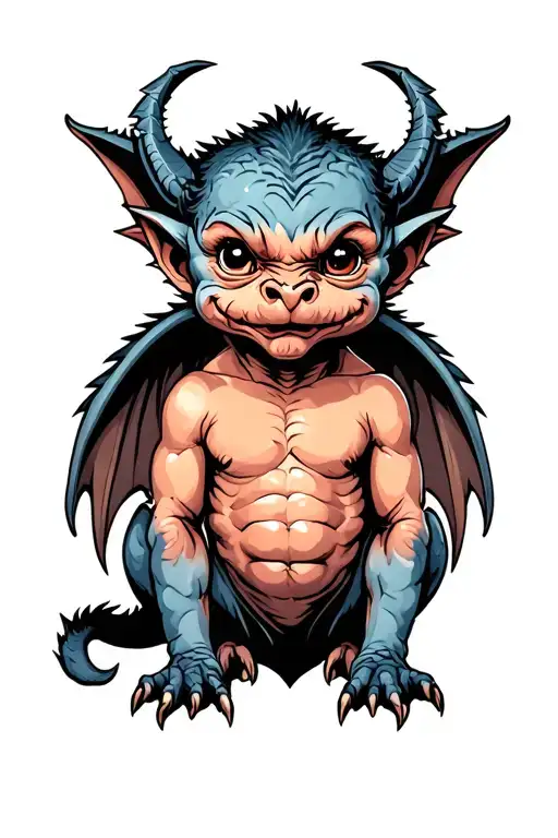baphet cute baby gargoyle tattoo design idea