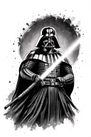 Samurai Darth Vader holding a lightsaber tattoo design idea