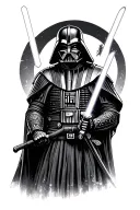 Samurai Darth Vader holding a lightsaber tattoo design idea