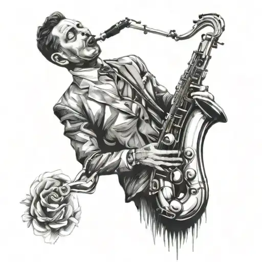 saxophone player tattoo design idea