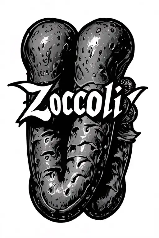 "Zoccoli" "Zoccoli" Cornicello Below Text tattoo design idea