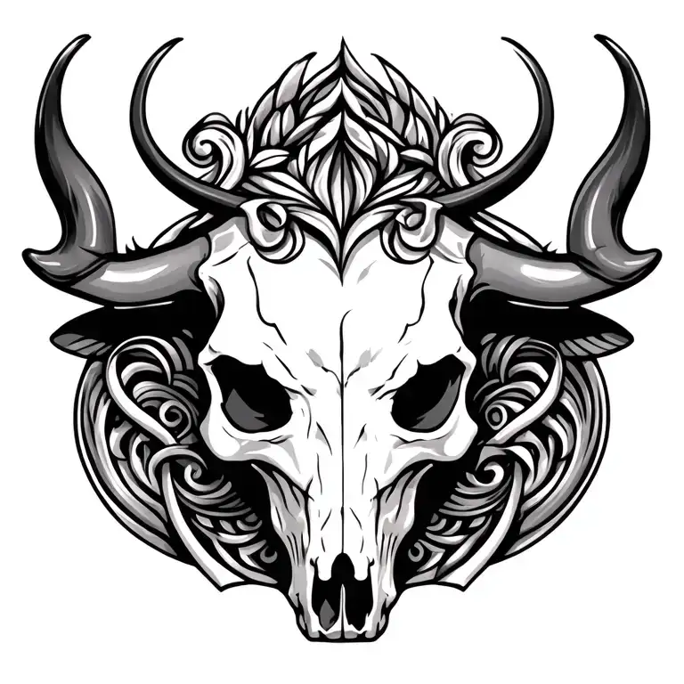 ornamental bull skull tattoo design idea