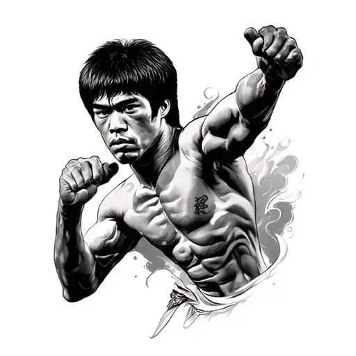 lion Bruce Lee tattoo design idea
