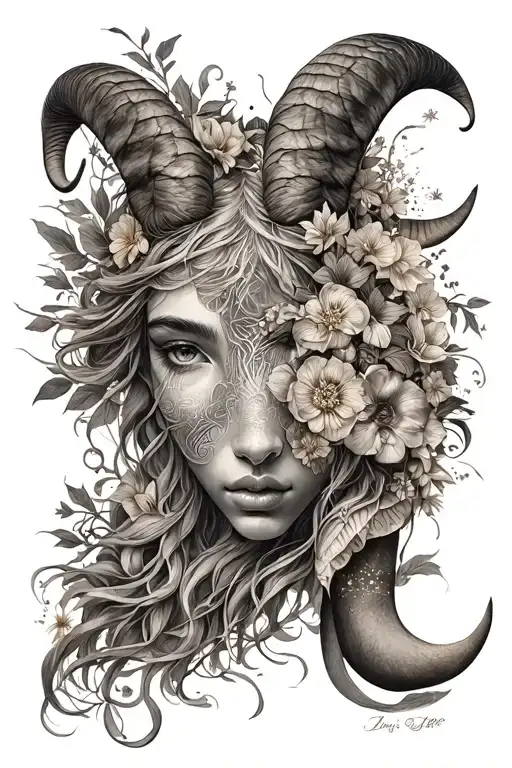 aries, Aquarius, virgo zodiac sign incorporated tattoo design idea