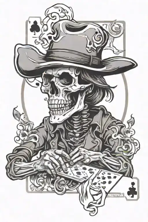 cowboy skeletons play poker tattoo design idea