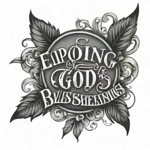 Enjoying God's Blessings Lettering tattoo design idea