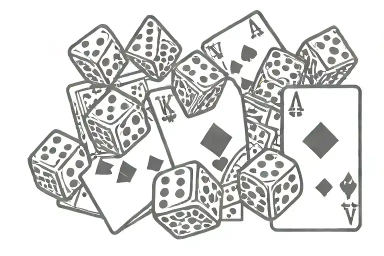 cards and dice  tattoo design idea