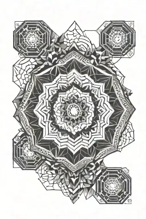 mandala design incorporating hexagons tattoo design idea