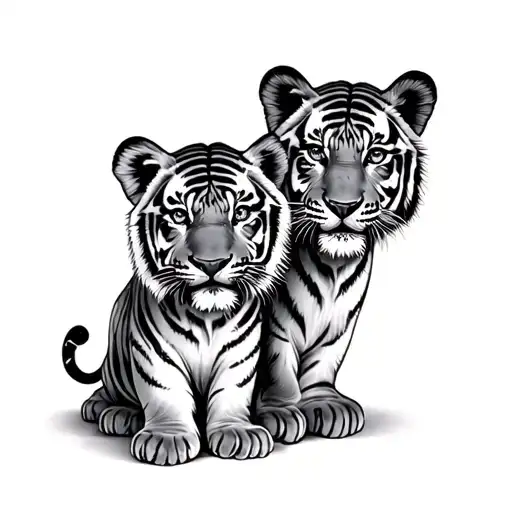3 tiger cubs under mom tiger tattoo design idea