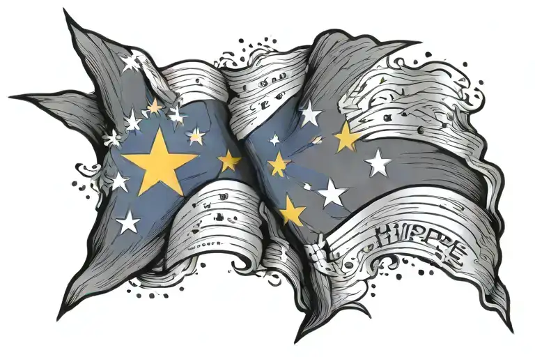 Philippines flag stars, "sangalang" written across tattoo design idea