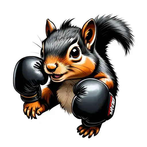 Chipmunk with boxing gloves on each claw tattoo design idea