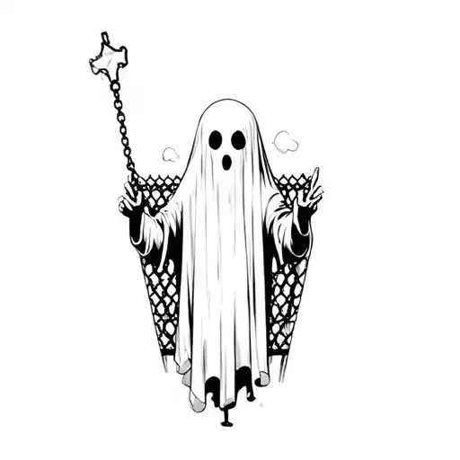 chainlink fence ghost holding tattoo design idea