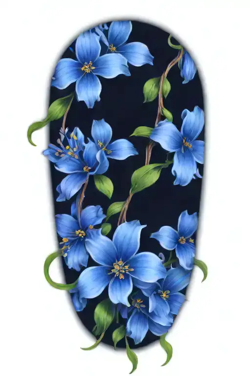 Colorful wildflowers intertwined around a vine tattoo design idea