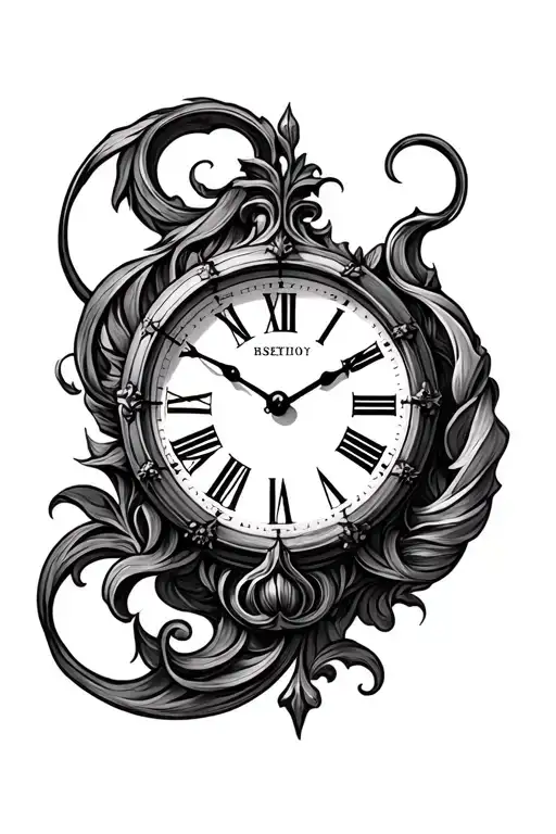 Roman numeral clock face at 11:20 tattoo design idea