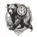 bear, bull, clock, roulette wheel tattoo design idea
