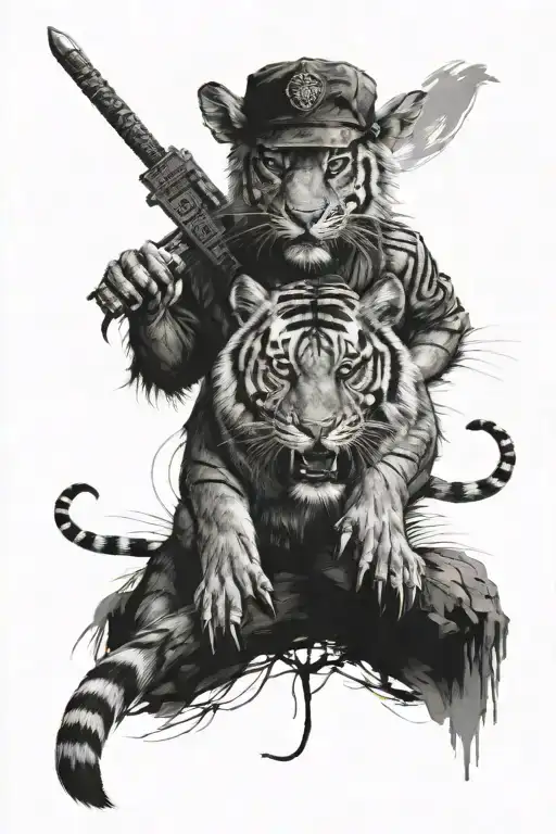 chinese zodic rat and tiger tattoo design idea