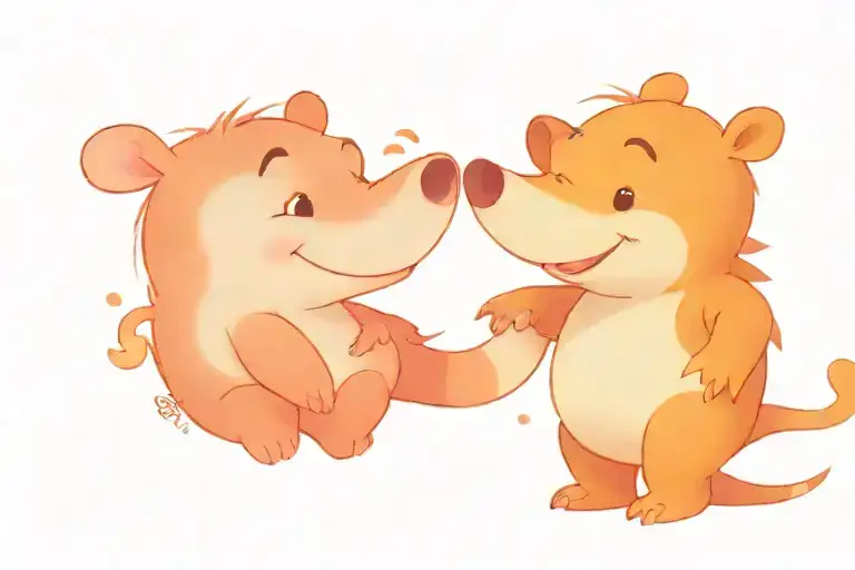 pooh and piglet with a smiling trex tattoo design idea