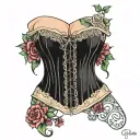 skin piercing corset tattoo design idea